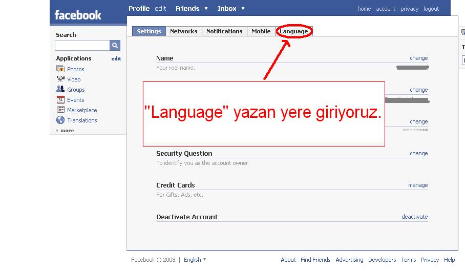 Facebook'u Türkçe Yapmak Resimli Anlatım